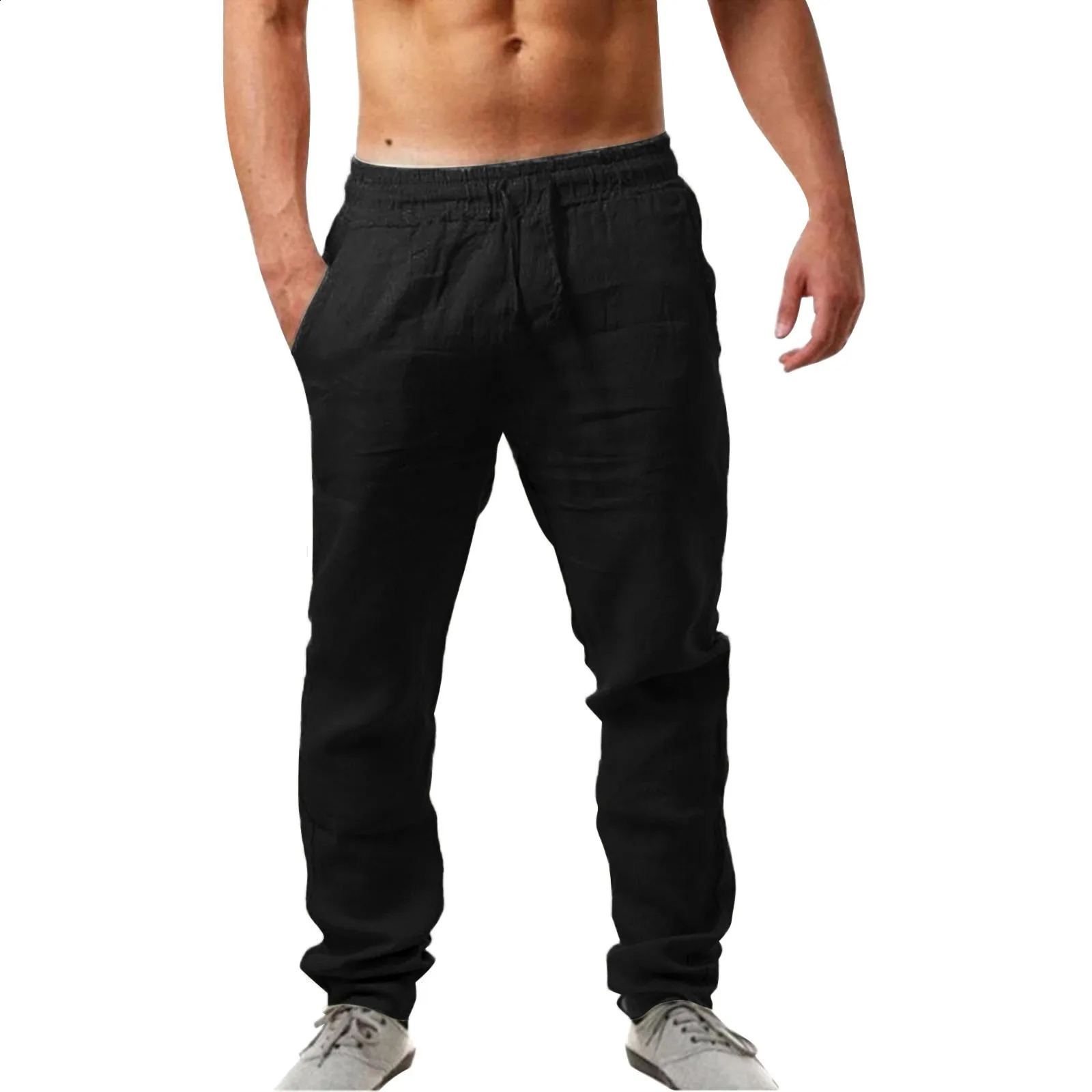 Mens pants Chino cargo fashionable cotton linen casual flat bottomed summer breathable boys outdoor 240823
