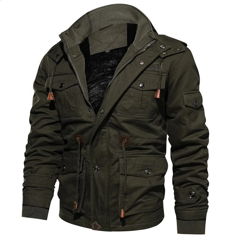 Mens military jacket mens hooded winter snow warm Parka fashionable 240822
