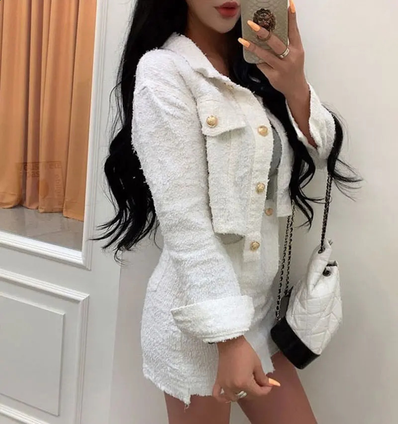 Cow Set Two-piece Suit Autumn Fashion Turndown Collar Blue Single-breasted Short Denim Shirt Top Solid Color Hip Skirt