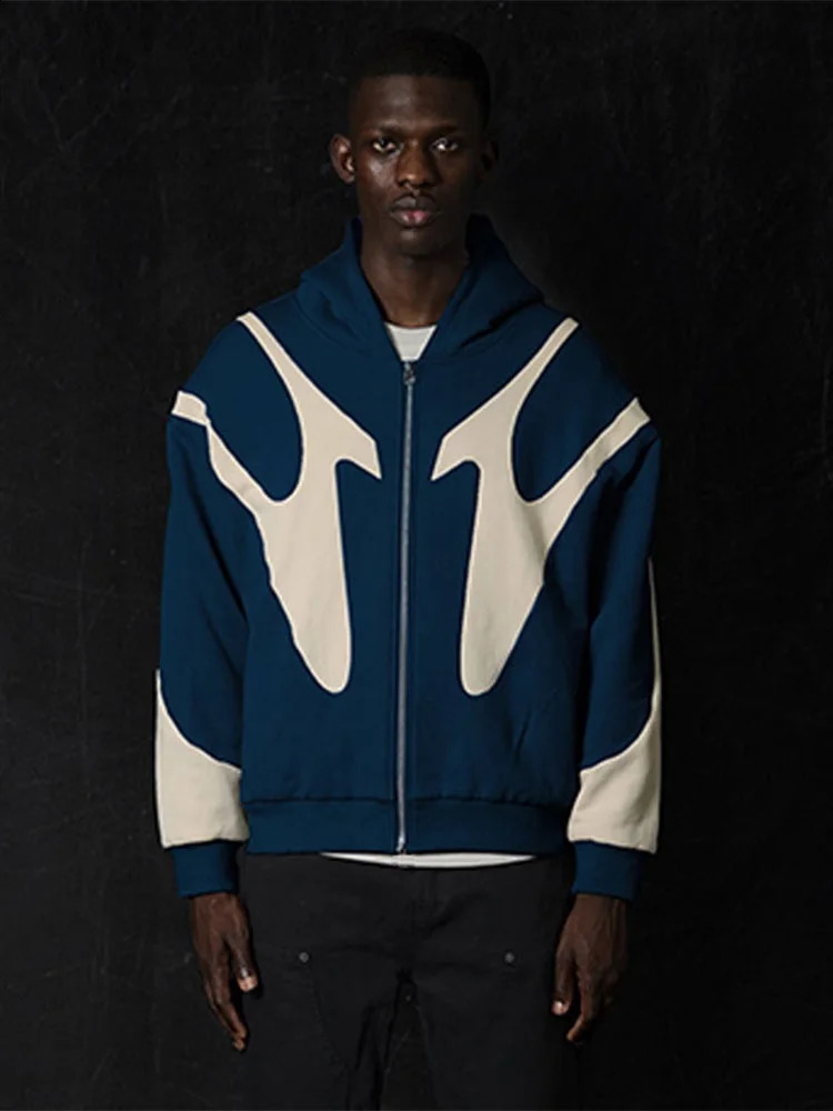 Autumn Winter Fashion High Street Mens Warm Jackets American Style Casual Hip Hop Sweatshirts Y2k Zip Up Long Sleeve Hoodies 240823