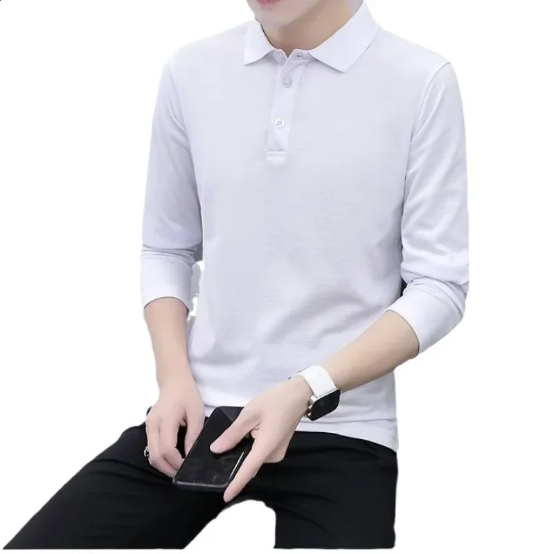 Wholesale long sleeved polo shirts for men autumn felt cotton foreign trade inventory clothing mens simple lapel tops 240823