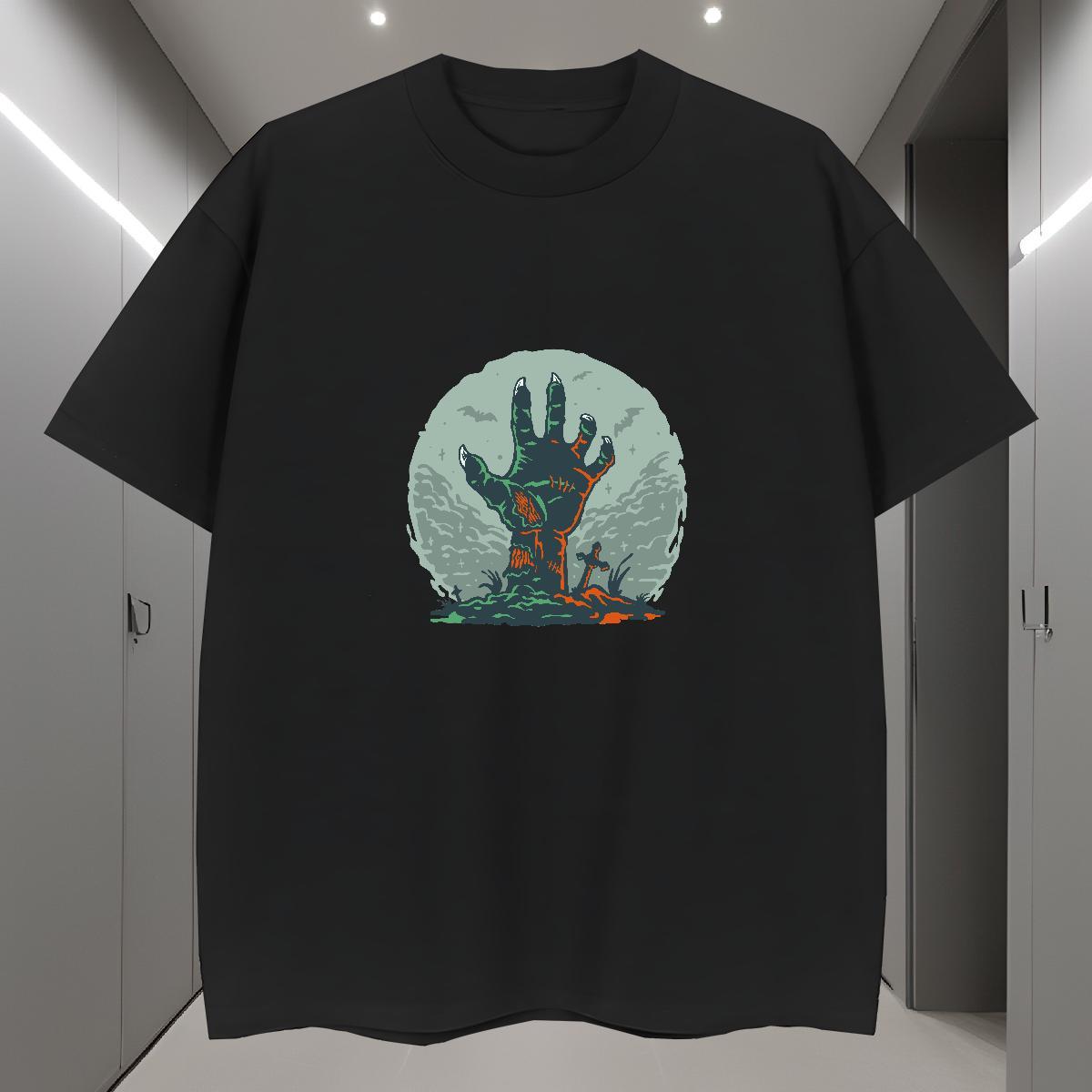 Loose Fit Men T Shirts 230g Cotton skull Anime Printing Street Plus Size Cartoon O Neck Short Sleeves Mens Tshirts 2024 Tees