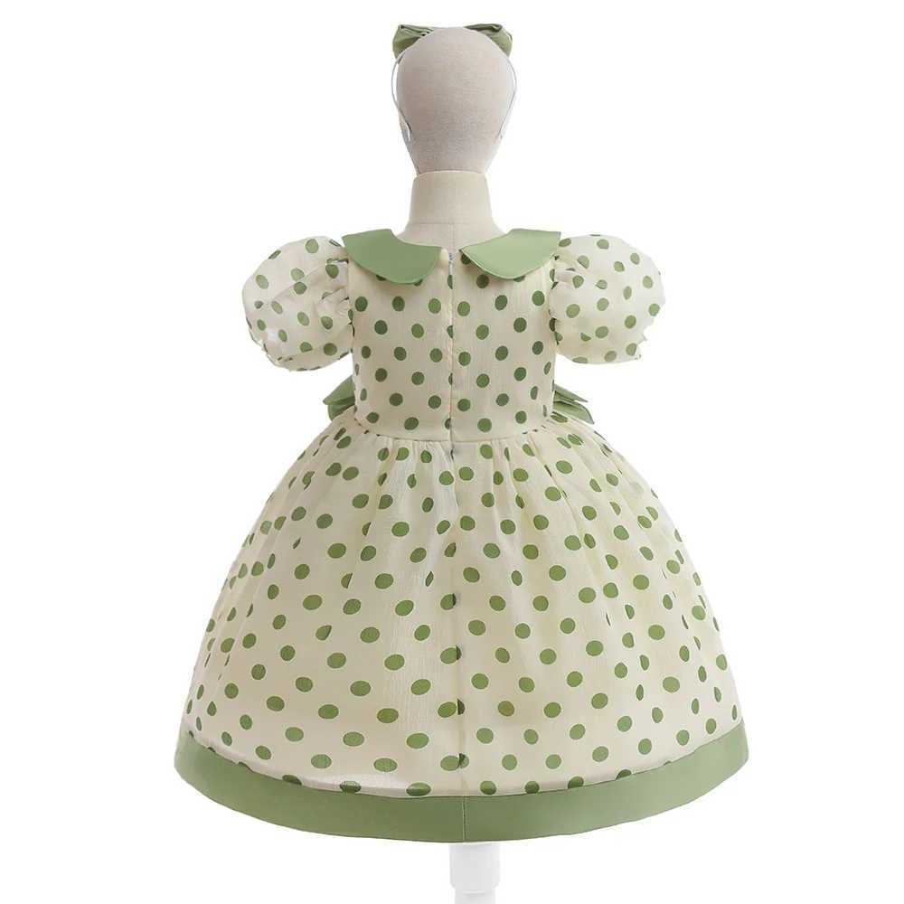 2 girls polka dot princess dresses childrens fluffy summer princess dresses birthday gifts girls bow evening dresses childrens new clothes W240823