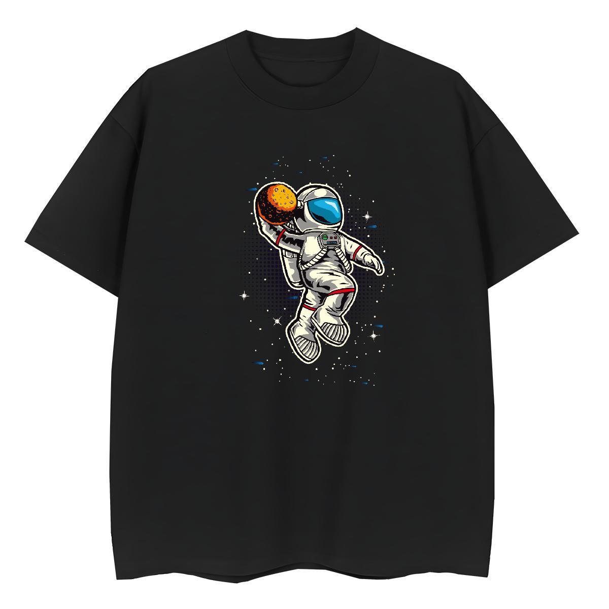 Brand Unisex Tshirts 230g Pure Cotton cosmonaut Summer Casual Woman T Shirts Crew Neck Breathable Floral Print Tops Tees