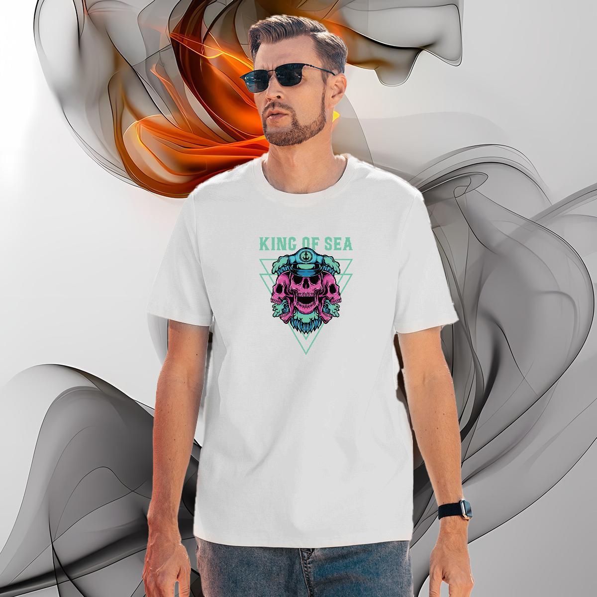 Classic Mens T Shirts 230g Pure Cotton skull Casual Daily Wear Skull Round Neck Short Sleeve Men Tshirts 2024 Summer Tees Shirts