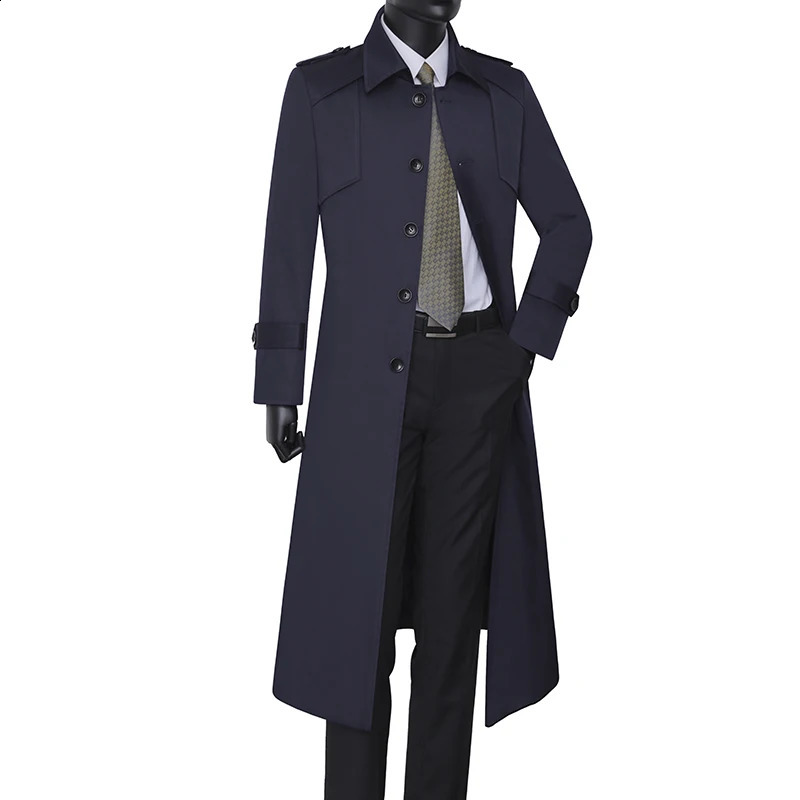 Arrival Suepr Large Mens Windbreaker Coat Single Breasted Fashion Casual Winter Long Knee Length Youth Plus Size S-8XL 9XL 240822