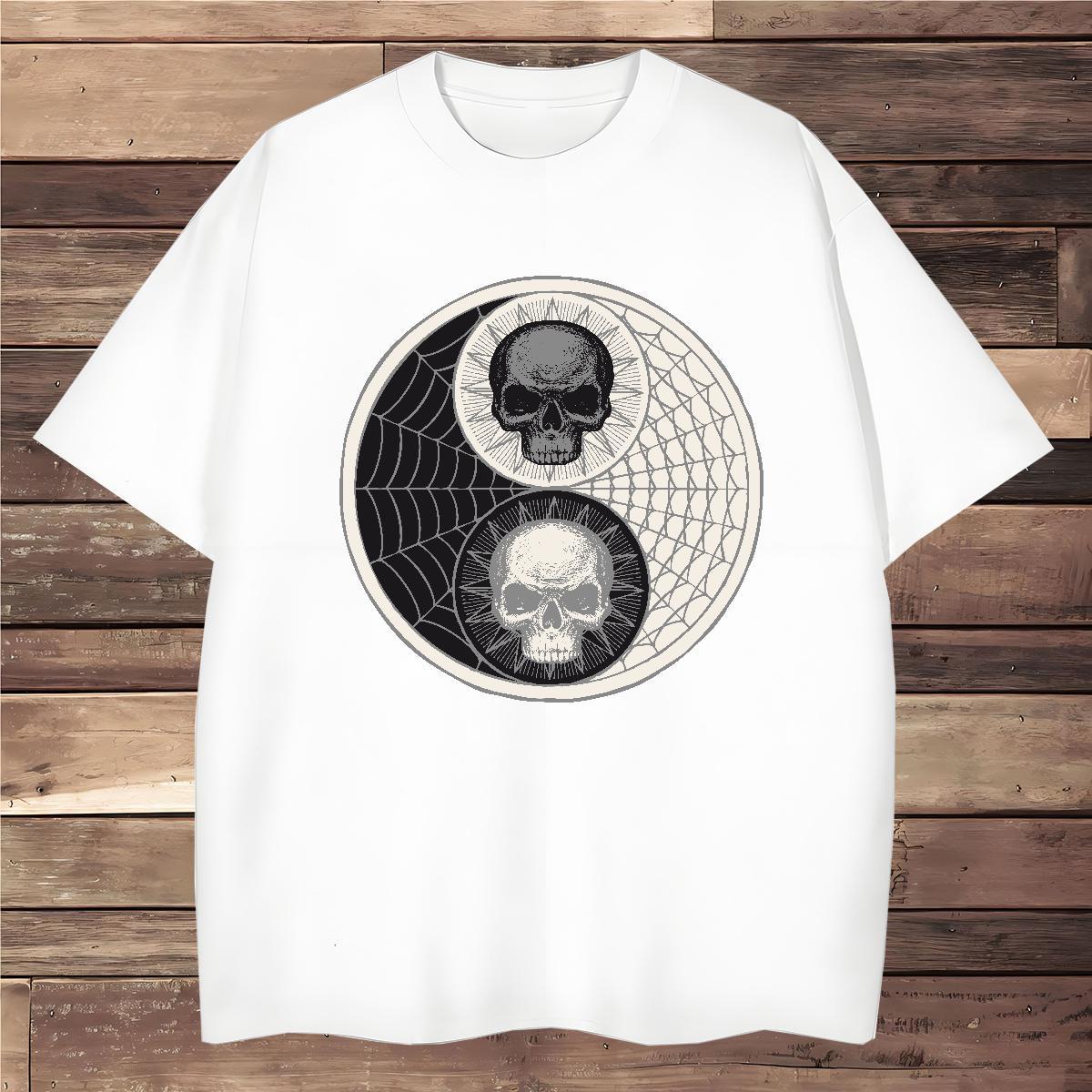 Cool T-Shirts for Men 230g 100% Cotton skull Anime Printing Street Cartoon Print Breathable Short Sleeve Men Tees DIY Customized Clothings