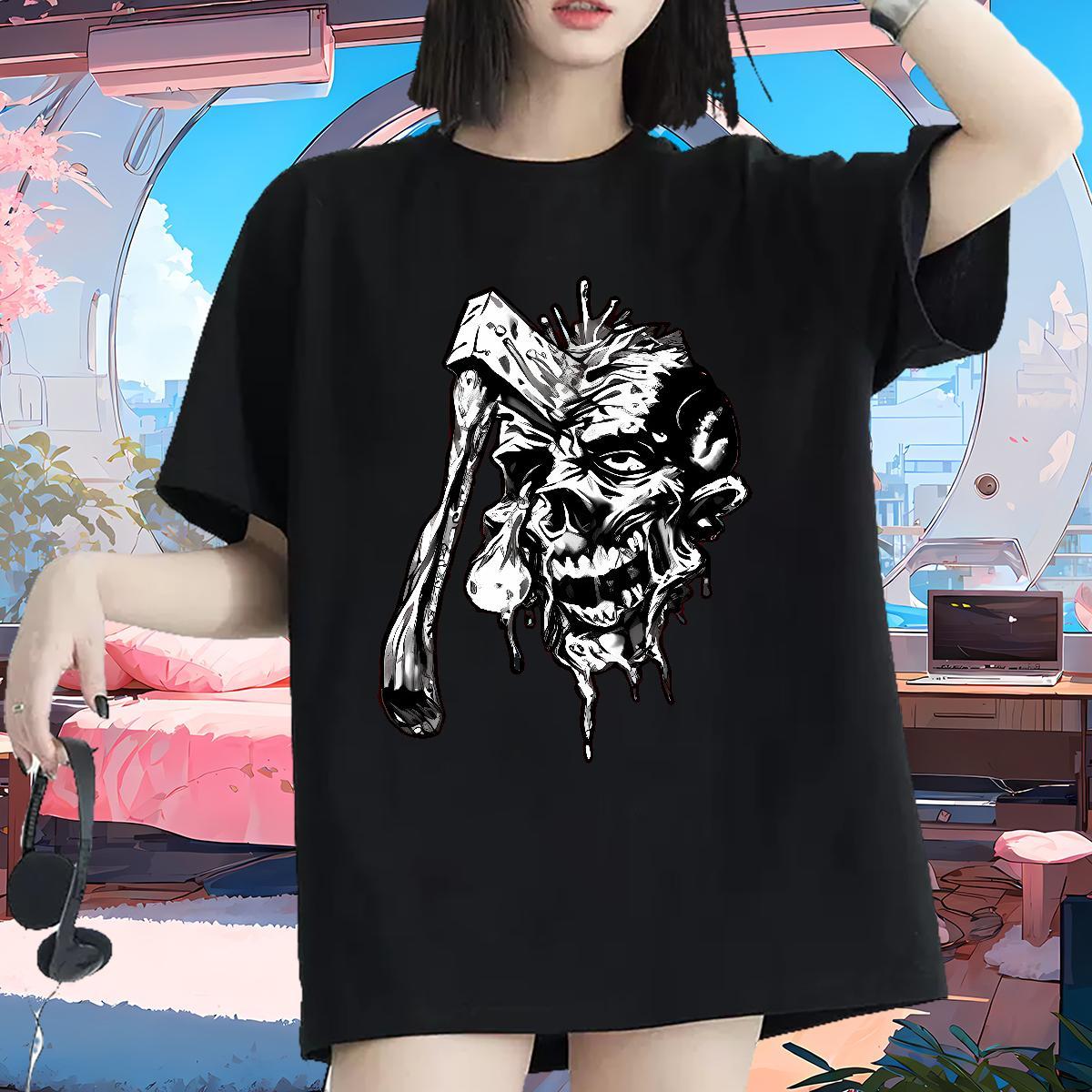 Brand Women Tees 230g Pure Cotton scary Summer Casual T-Shirts Short Sleeve O-Neck Plus Size Custom Top Shirts