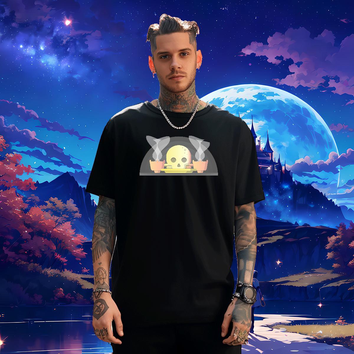 Loose Fit T shirt 230g 100% Cotton skull Daily Wear DIY Breathable Crew Neck Men Tees Fashion New Tops Shirt