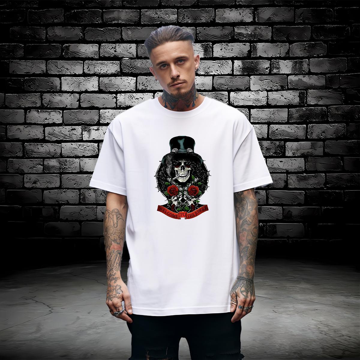 Cool T shirt 230g 100% Cotton skull Spring Summer Oversized 4XL Crew Neck Mens Tshirts Factory Direct Clothings