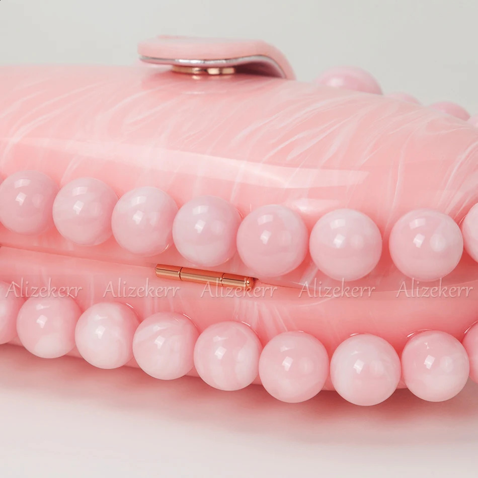 Alizeker Bead Acrylic Box Night Clutch Bag Womens y ner Oval Wallet and Handbag High Quality Wedding Party 240823