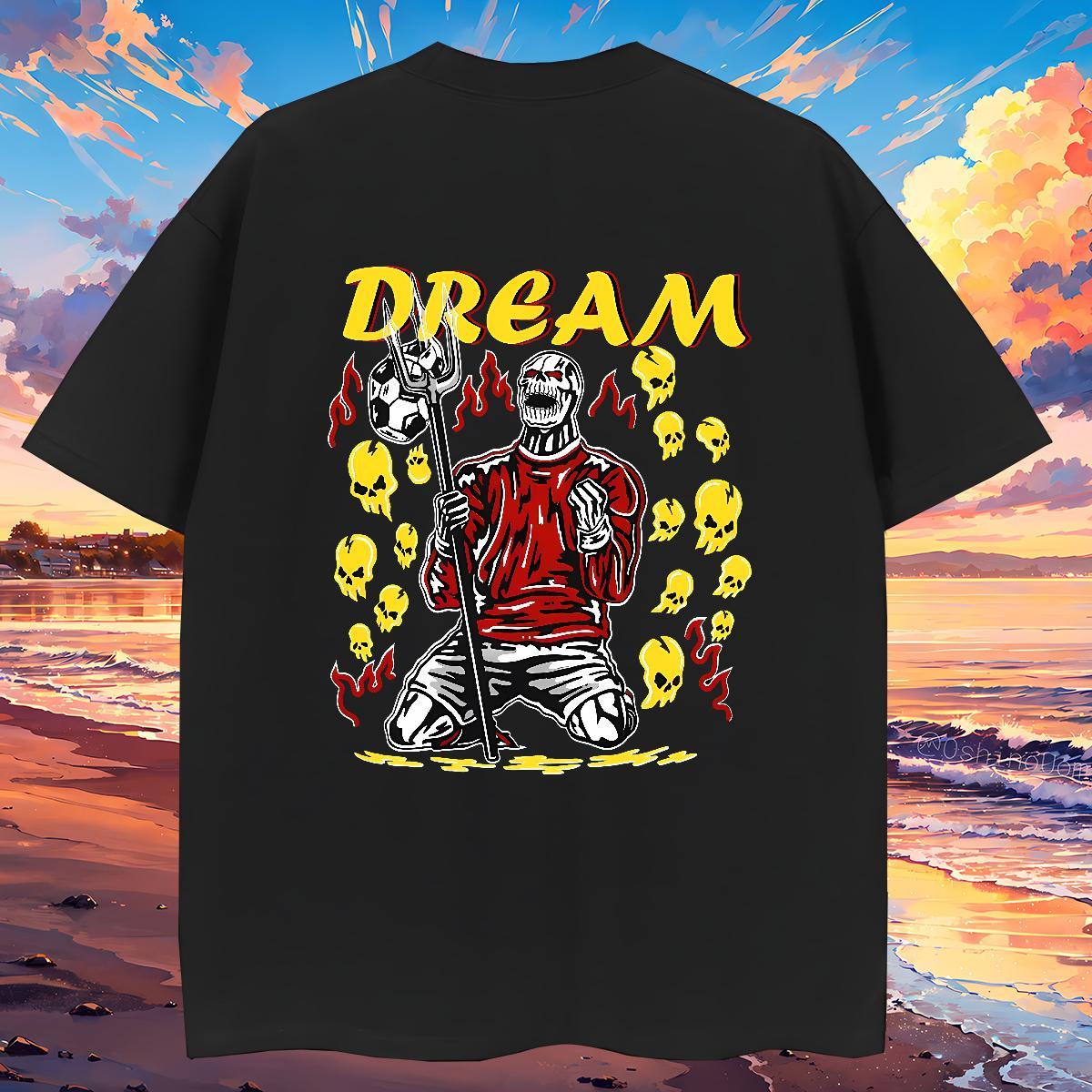 TOP Quality Mens T Shirts 230g 100% Cotton skull Street Casual Custom Print Oversized Crew Neck Couples T Shirts Fashion Designer Tshirts