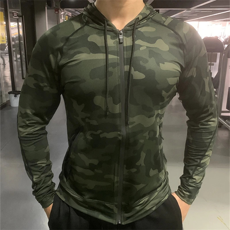 Mens outdoor sports jacket hooded sweatshirt quick drying suitable for long sleeved tops with hood mens running sweater casual 240822