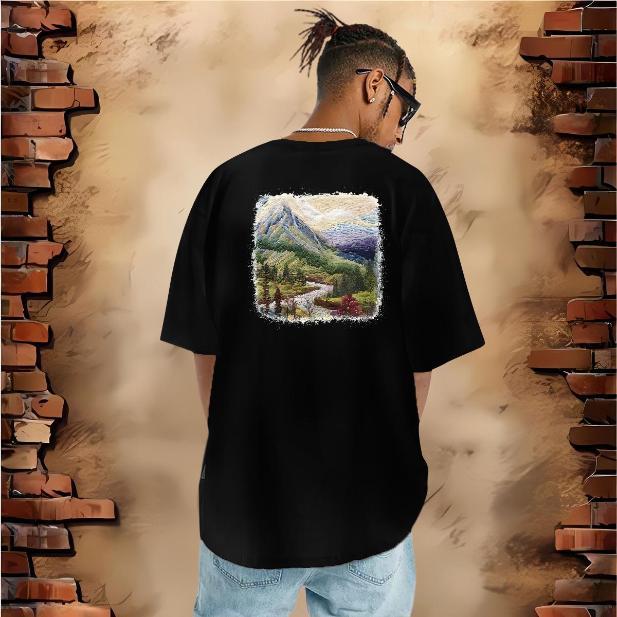 Free Shipping Man T Shirts 230g Cotton river Outdoor Plus Size Cartoon Crew Neck Mens Tshirts New Tops