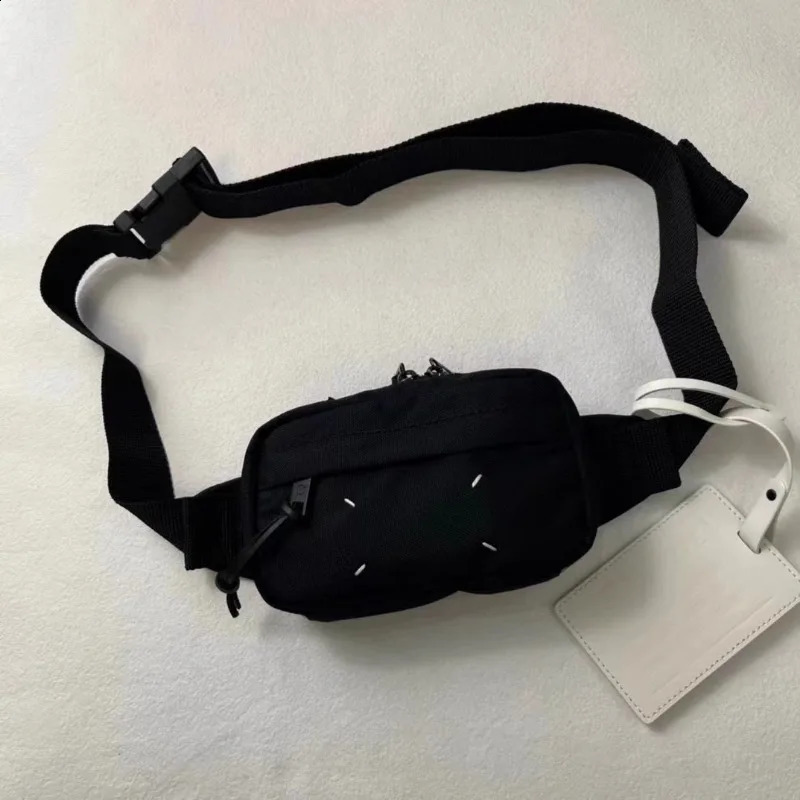 Unique and trendy black nylon crossbody bag for both men and women featuring a niche original and fashionable waist bag 250318