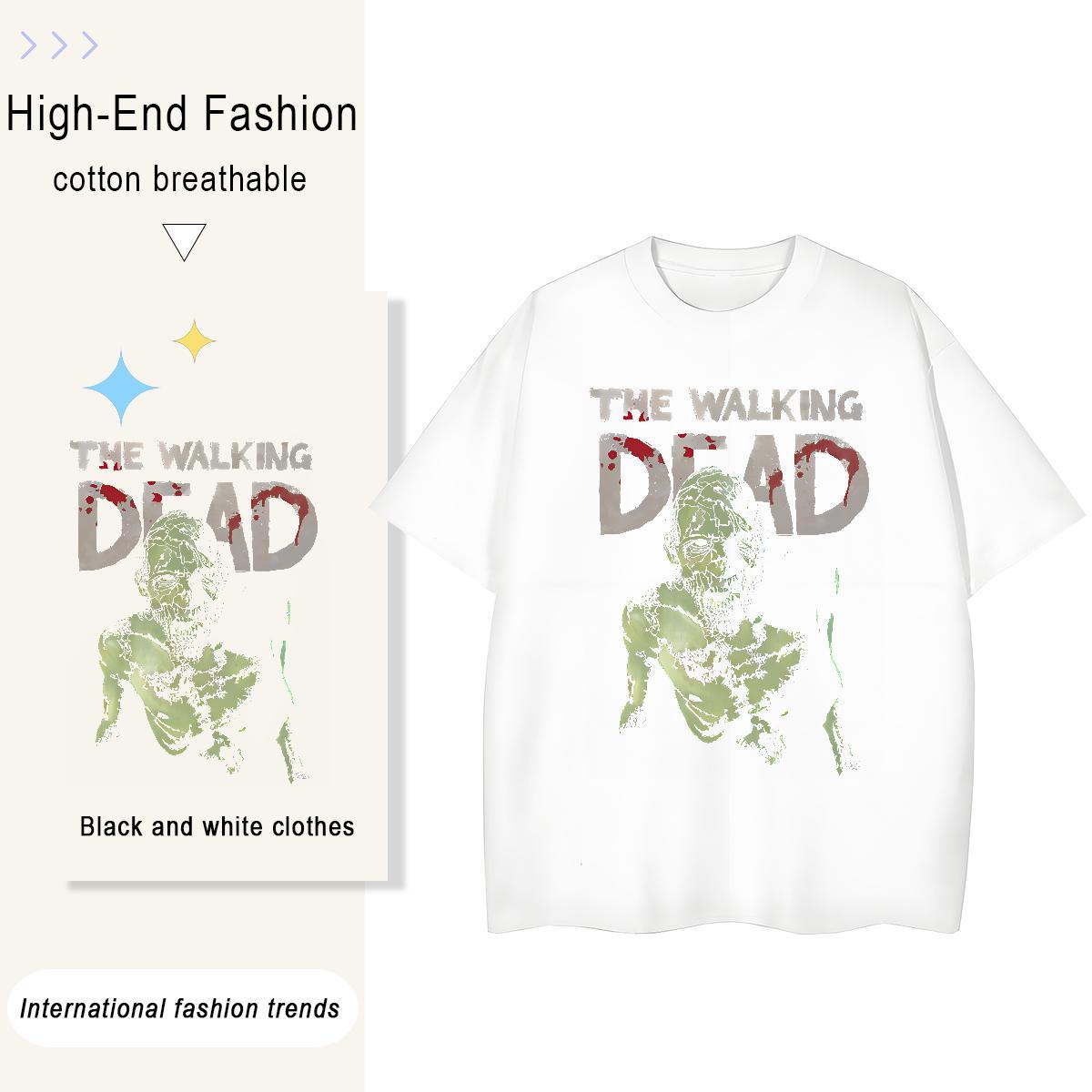 Female Tshirt for Man Woman 100% Cotton 230g scary Sport Woman T Shirts Crew Neck Skull Wear