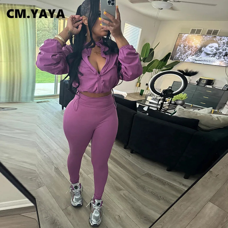 CM.YAYA Womens Set Active Full Sleeve Toppencil Pants Suits Street Sweatsuit Two 2 Piece Set Outfit Tracksuit 2024 Autumn 240822