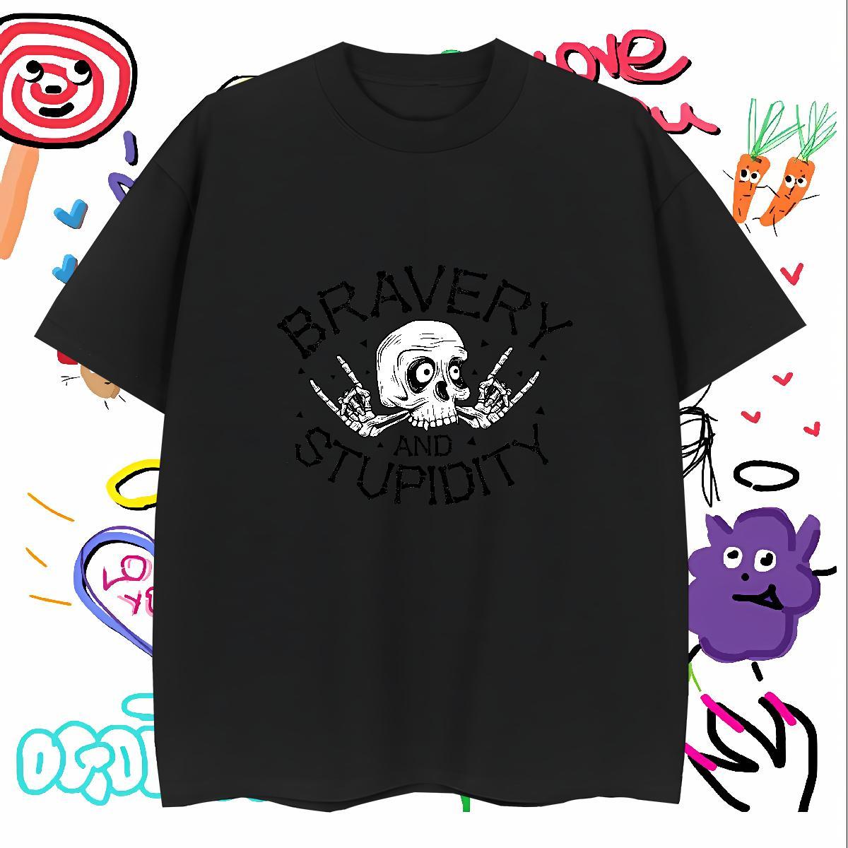 Cool Design Mens T Shirts 230g Pure Cotton skull Hip Hop Anime Print Breathable Soft Men Tees 2024 Summer Clothings