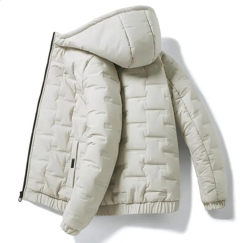 Winter fashion Parkas cotton padded jacket mens outdoor hooded casual windproof thick warm 240822