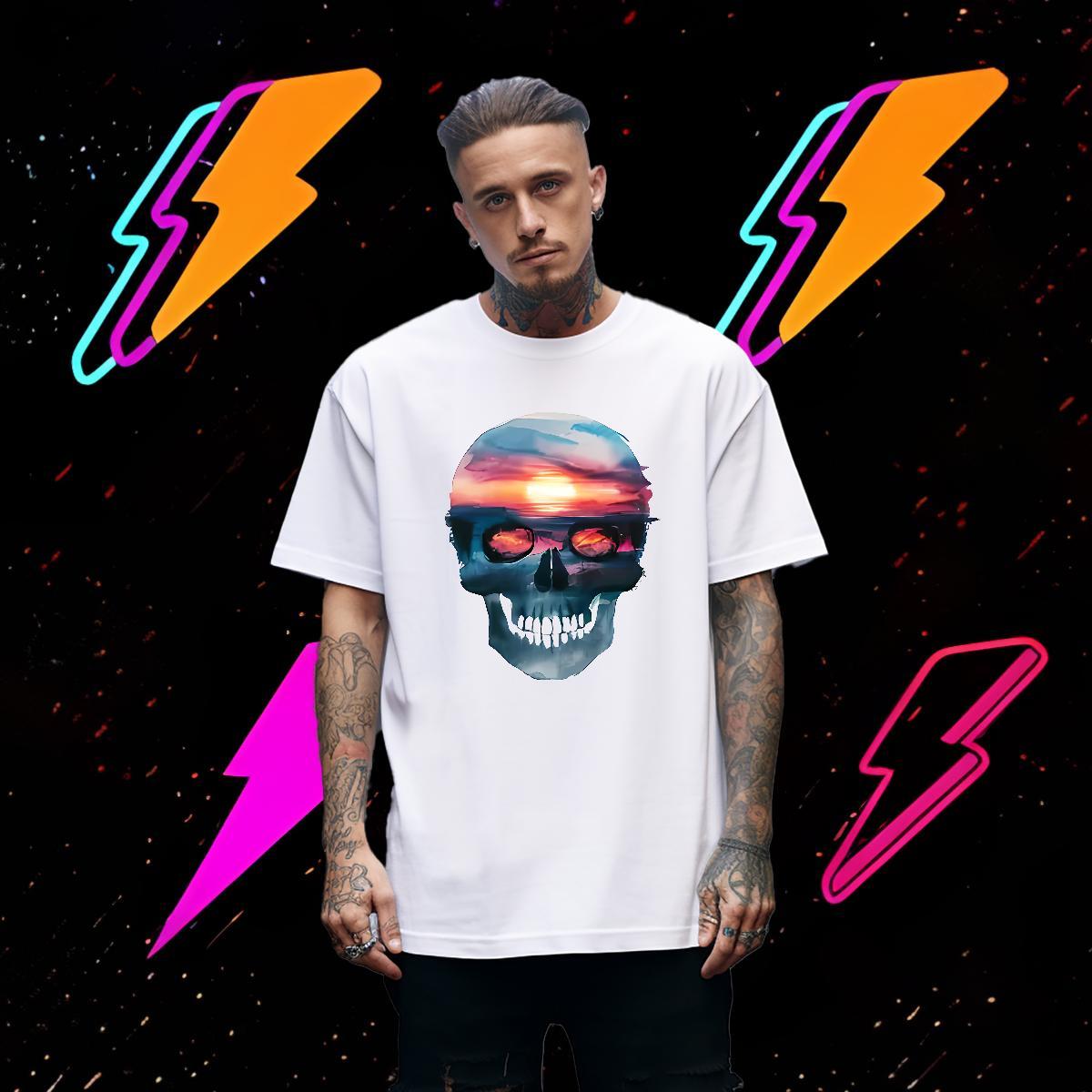 TOP Quality T Shirt For Man 230g 100% Cotton skull Daily Outfit Black Oversized Breathable Short Sleeve Men Clothes T-Shirt 2024 Designer Tees