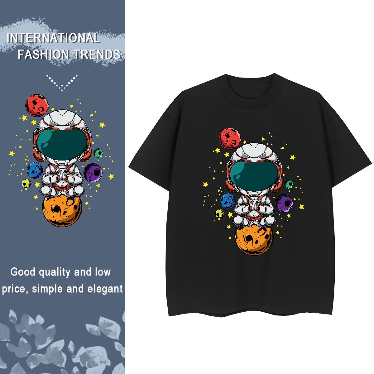 Wholesale Women Tshirts 230g 100% Cotton universe Spring Summer T shirt Short Sleeve O-Neck DIY Anime Tees Shirts