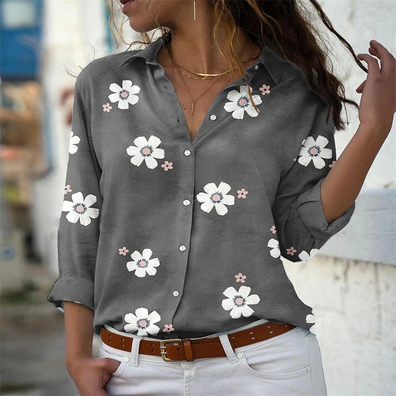 explosive ladies shirt fashion womens Hawaiian shirt long -sleeved outdoor holiday beach clothing super large yard 6xl 240823