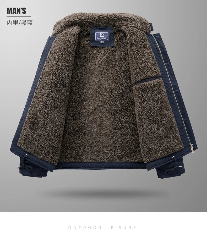 Winter mens cotton padded jacket casual fur collar windproof machine park wool classic 240822