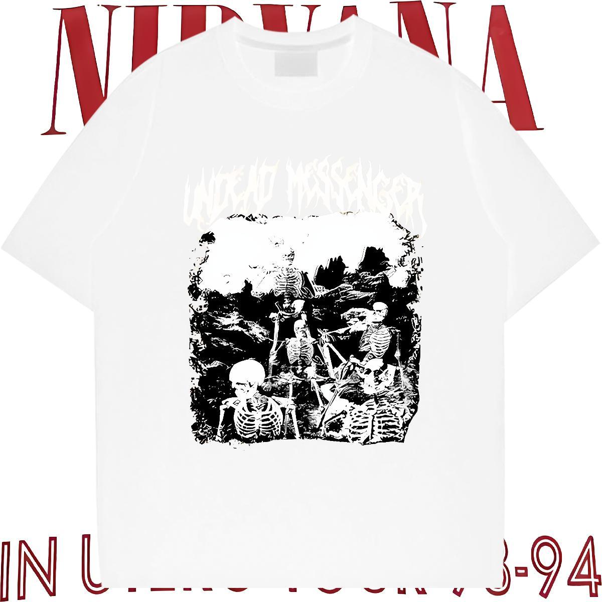 Loose Man T Shirts 230g Pure Cotton skull High Street Hip Hop Customized Round Neck Short Sleeve Men Tshirts 2024 DIY Top Tees