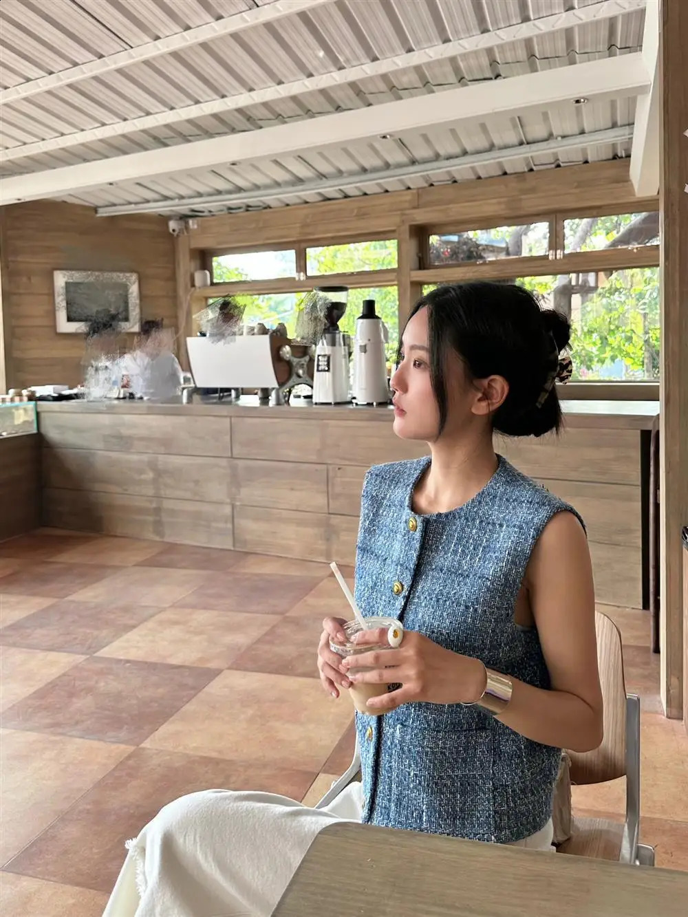 Summer Women Tweed Vest Tops Coat Fashion Streetwear Blue Small Fragrant Wind Vests Jackets Undershirt Outwear Clothing 240823
