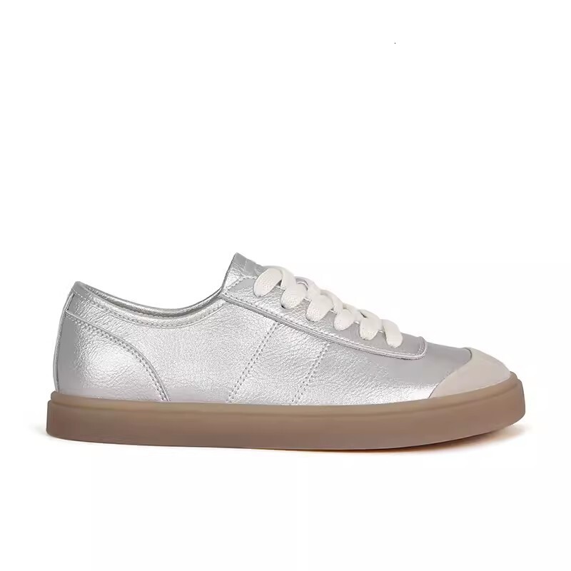 Ddmysports Cowhide Version Su Yinyin S Same Korean Lace Up Splicing Casual Sports Women Board Thick Soled White Shoes OUTDOOR