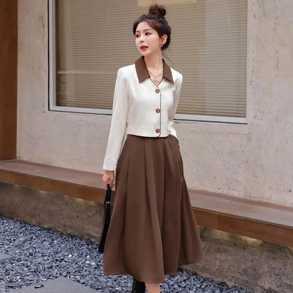 Temperament Slim Fit Jacket Blazer A-line Skirt Two Piece Elegant Womens Dress Set Summer Business Set Outfits 240823