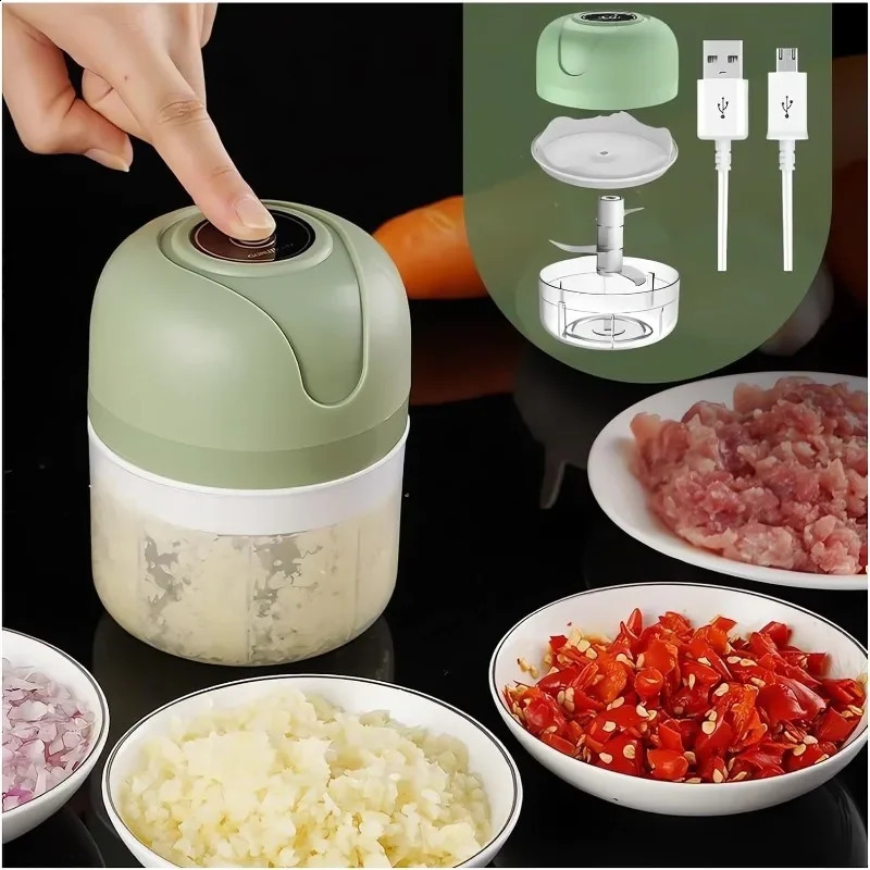 Electric Food Chopper Garlic Crusher Portable Mini Chopper Meat Grinder Onion Meat Nut Chopper Vegetable Cutter Kitchen Gadgets 240823