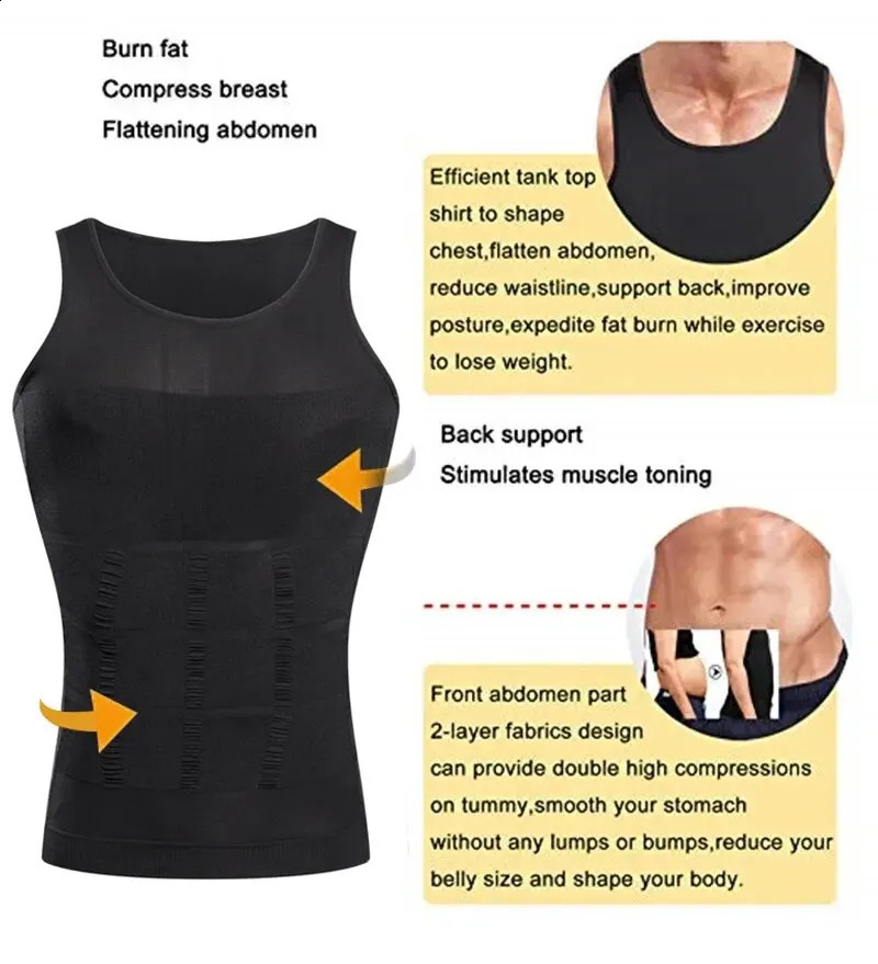 YBFDO Men Body Shaper Slimming Compression Vest Undershirt Seamless Waist Trainer Tank Top Belly Control Weight Loss Shapewear 240823