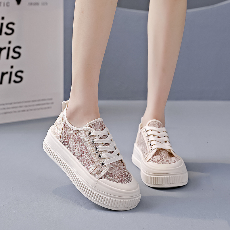 Ddmysports Mesh Breathable White For Women Summer New Student Thick Versatile Soft Sole Casual Sports Board Shoes OUTDOOR