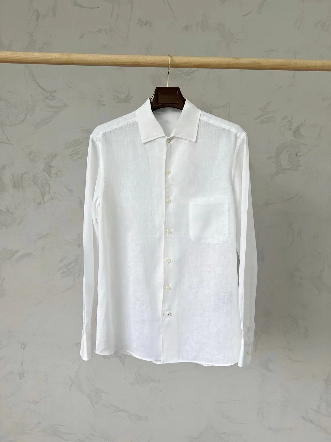 L*P Mens Linen Shirt Solid Color Commuting Spring Summer Light Business Casual Long-sleeved Shirt 240822