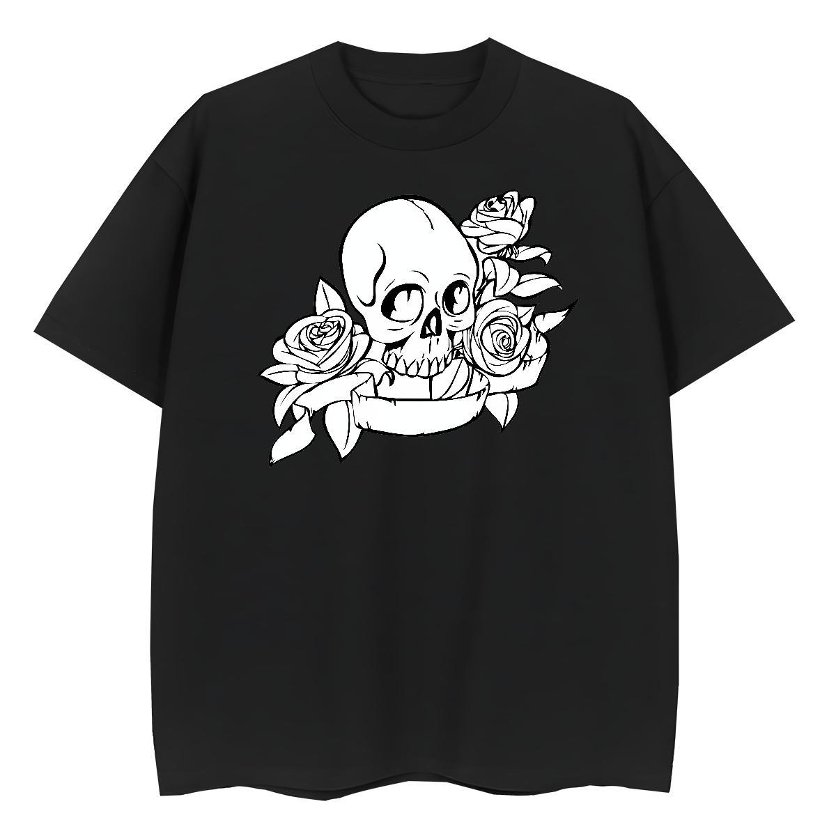 High Quality Man T Shirts 230g 100% Cotton flower Anime Printing Street Cartoon Print Breathable Crew Neck Tshirt for Man Woman Brand Tops Shirt