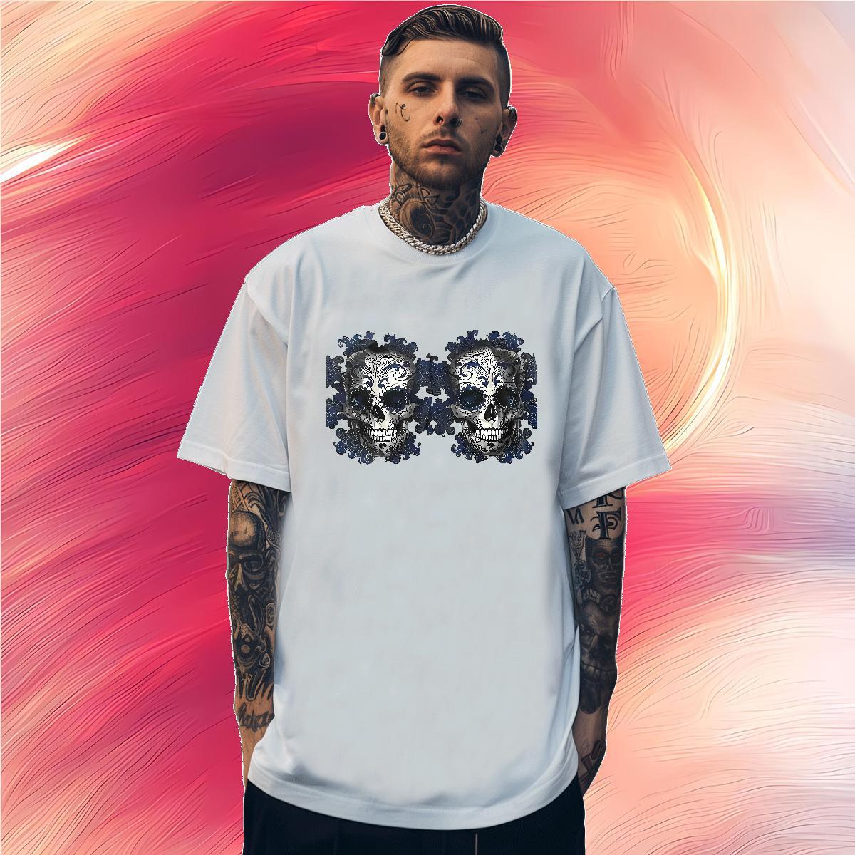 Wholesale Man T Shirts 100% Cotton 230g skull Street Wear Custom Big Size Pure Cotton Men Clothes T-Shirt Casual New Tops Tees