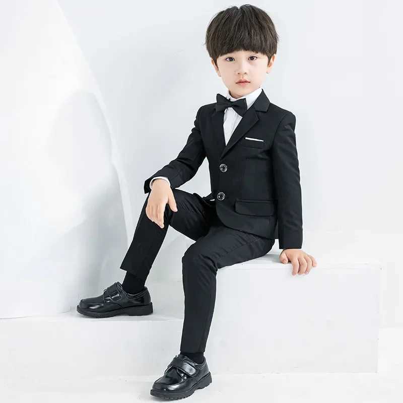 2-piece childrens formal photography set flower boy jacket evening gown teenage wedding costume childrens coat pants immersion costume W240823