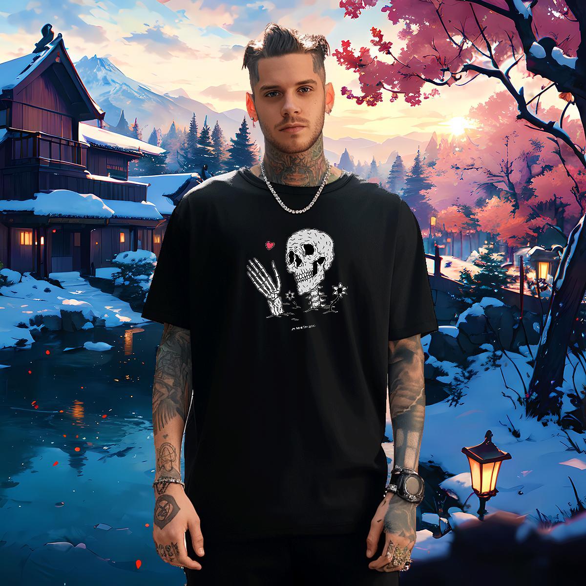 TOP Quality Man T Shirts 230g 100% Cotton skull Home Outdoor DIY Printed O-Neck Short Sleeve Men Clothes T-Shirt Designer Fashion Tops