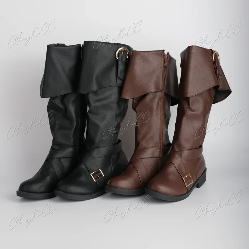 Medieval Viking pirate soldier role-playing knight boots Halloween mens fashionable buckle shoes womens retro party high heels 240823