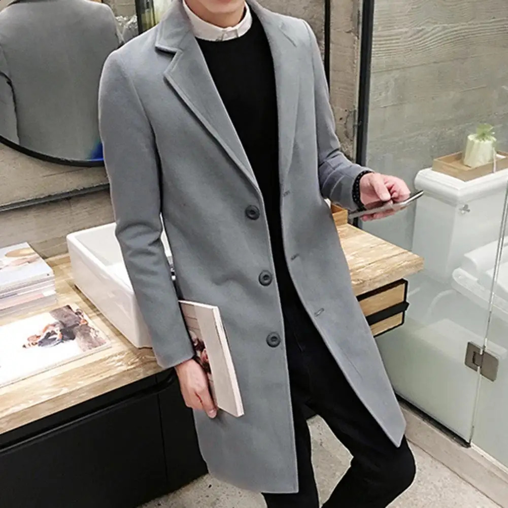 Trench Coats For Men Overcoats Wool Blends Business Trench Long Jackets Men Leisure Overcoat Male Fit Blends Coats Jackets 5XL 240822