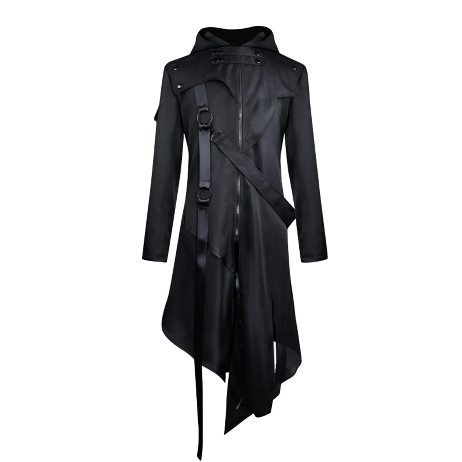 Mens Halloween costume dress up party medieval Gothic steampunk tailcoat jacket black Brocade 240823