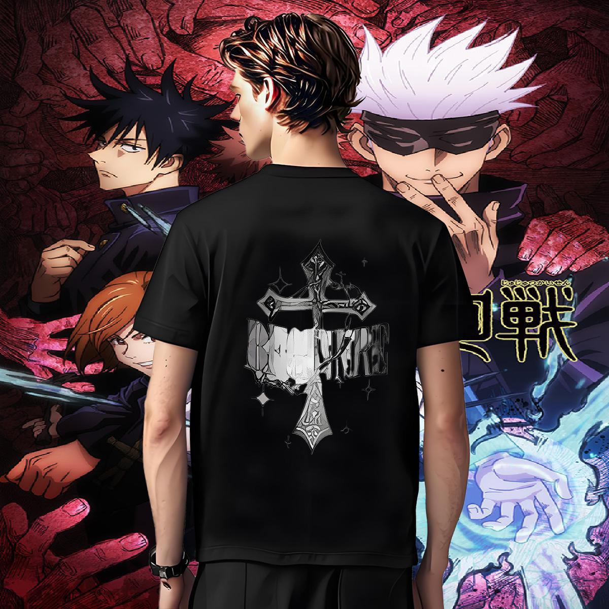 Cool T-Shirts 230g 100% Cotton cross Summer Casual Black Oversized Breathable Short Sleeve Tshirt for Man Woman Brand Tops Shirt