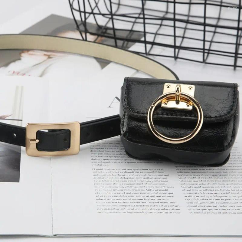 Waist Bags PU Leather Women Vintage Belt Bag Black Travel Purse Metal Buckle Belts Punk Square Heart Y2K Style Gothic Fanny Packs zhanyishengli