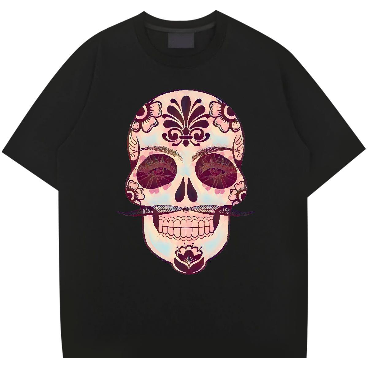 Popular T Shirt For Man 230g 100% Cotton skull Street Wear Custom Cartoon Breathable Crew Neck Tshirts Designer Tees