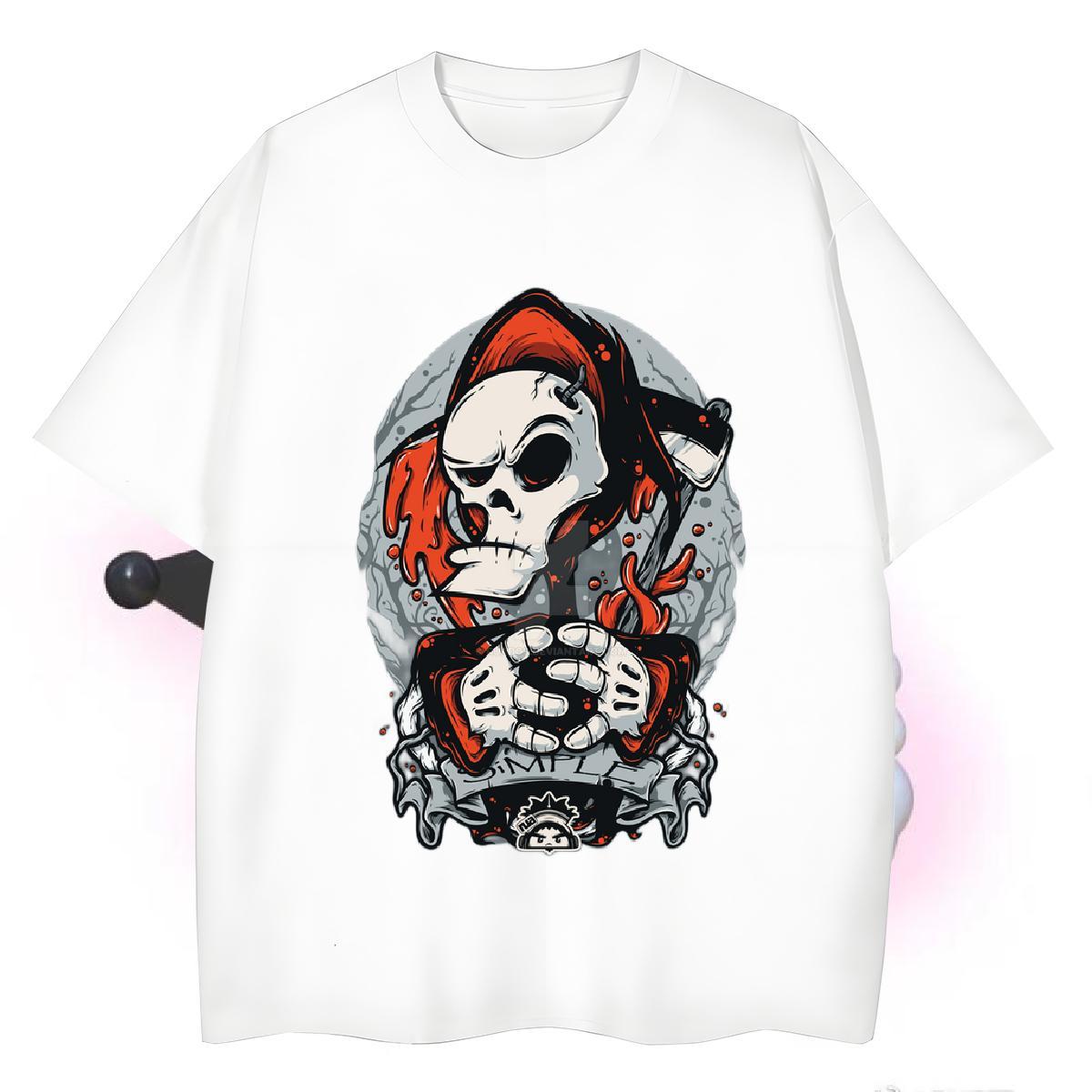 Popular T-Shirts for Men 100% Cotton 230g skull Street Casual DIY Breathable Short Sleeve Men Tees 2024 DIY Wear
