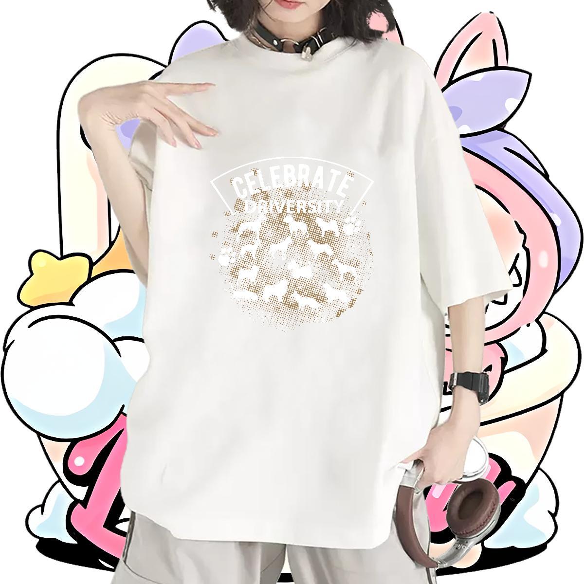 Soft Couples T Shirts 230g Pure Cotton Celebrate driversity Daily Outfit Women T Shirts Crew Neck Anime Oversized Polos