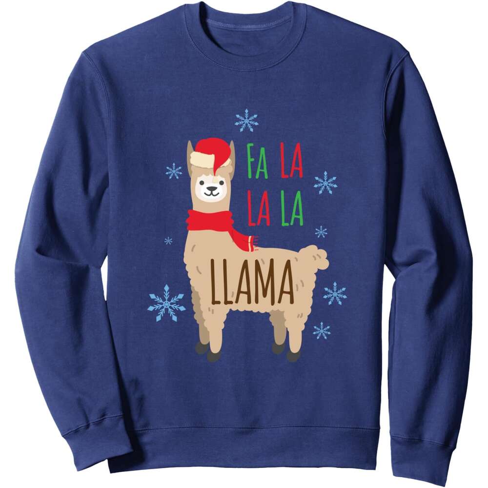 Long Sleeve Shirts for Men sweatshirt Fa la Llama Christmas Winter Snow Lamb Funny Gift Sweatshirt T shirt Tee Streetwear Casual tops clothes