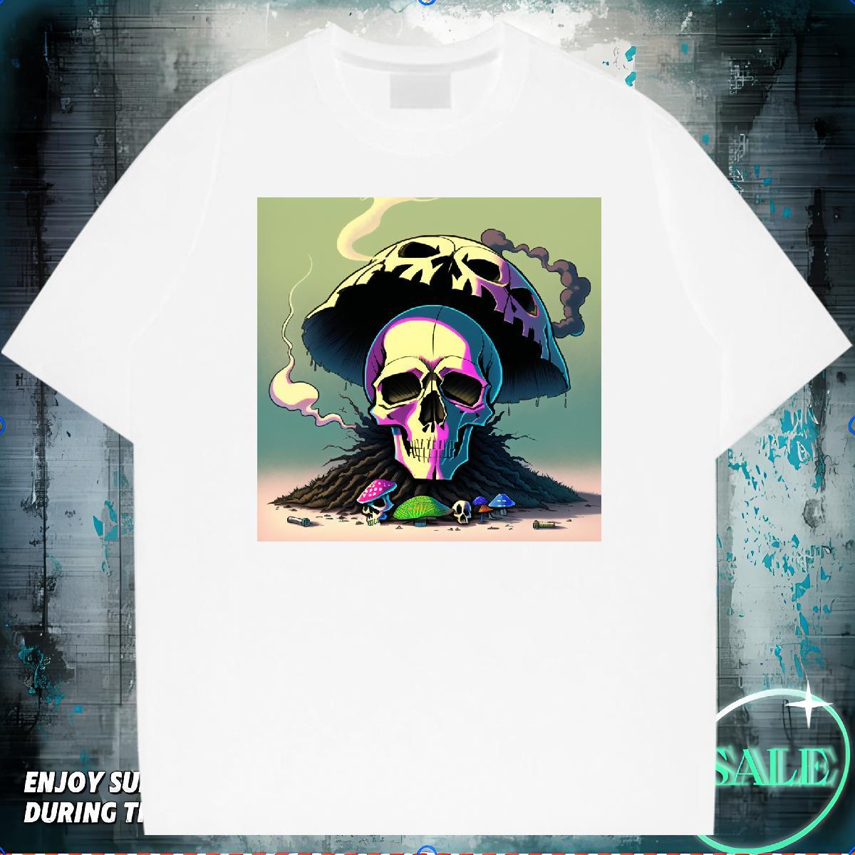 Soft T shirt 230g Cotton skull Street Casual Oversized 4XL Breathable Short Sleeve Men Tees Casual New Tees Shirts