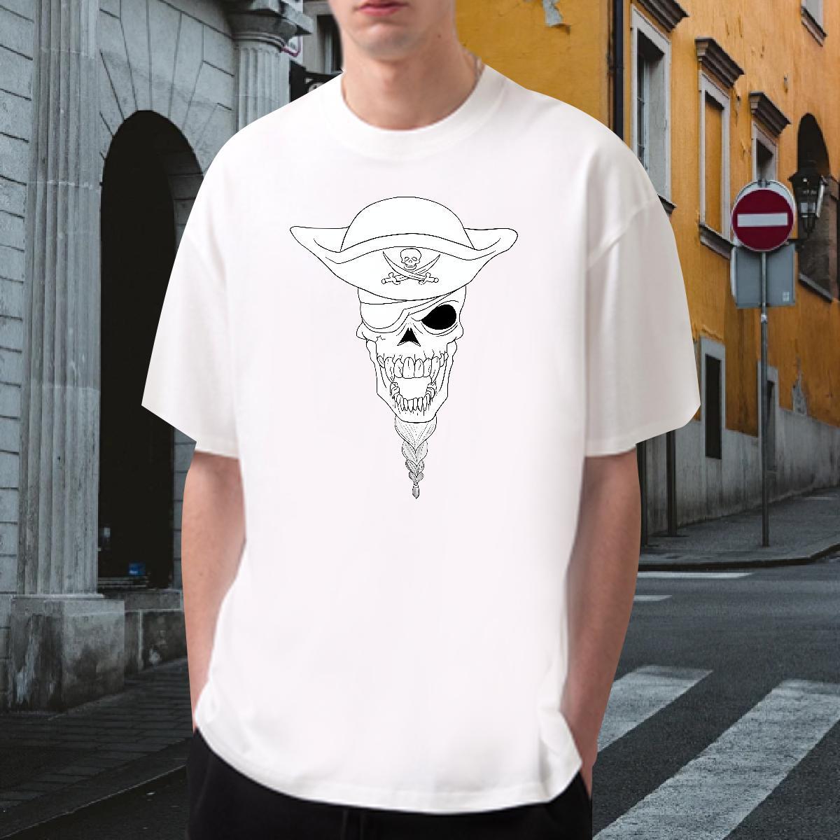 Free Shipping T-Shirts 230g Pure Cotton skull Anime Printing Street Asian Size Short Sleeve Soft Men Tops Tees Designer Fashion Polos